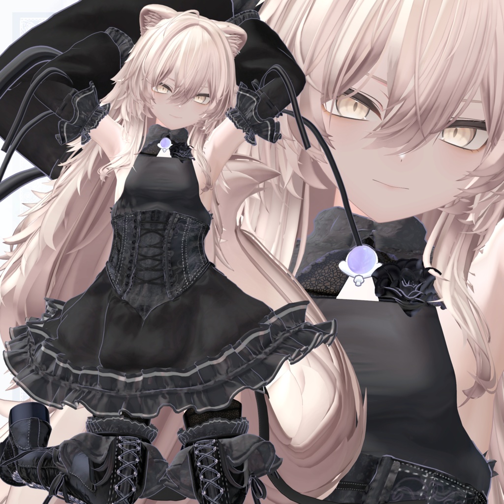 VRChat向け衣装モデル_プリティゴシック_Pretty_Gothic 「真央」-mao-・「りりか」-ririka-対応差分