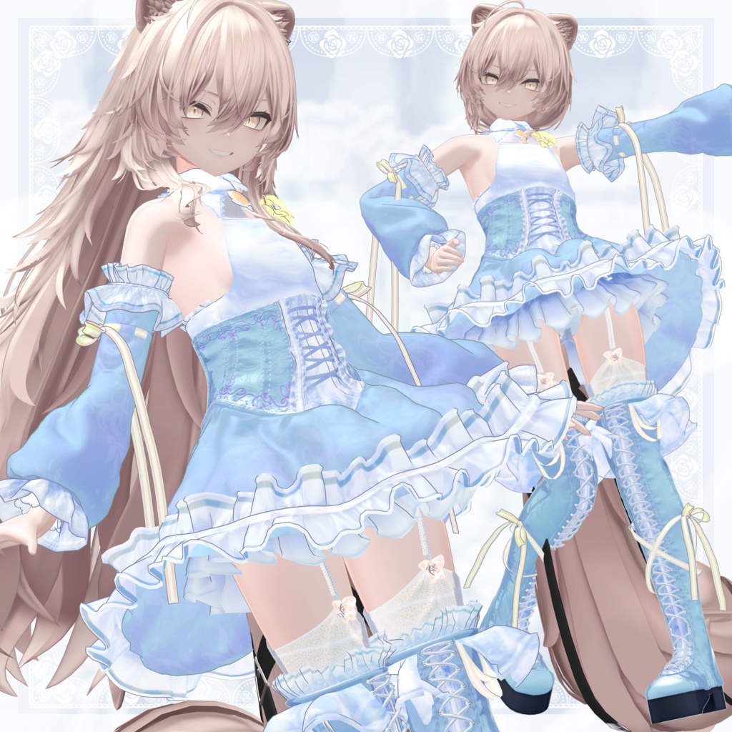 VRChat向け衣装モデル_プリティゴシック_Pretty_Gothic 「真央」-mao-・「りりか」-ririka-対応差分