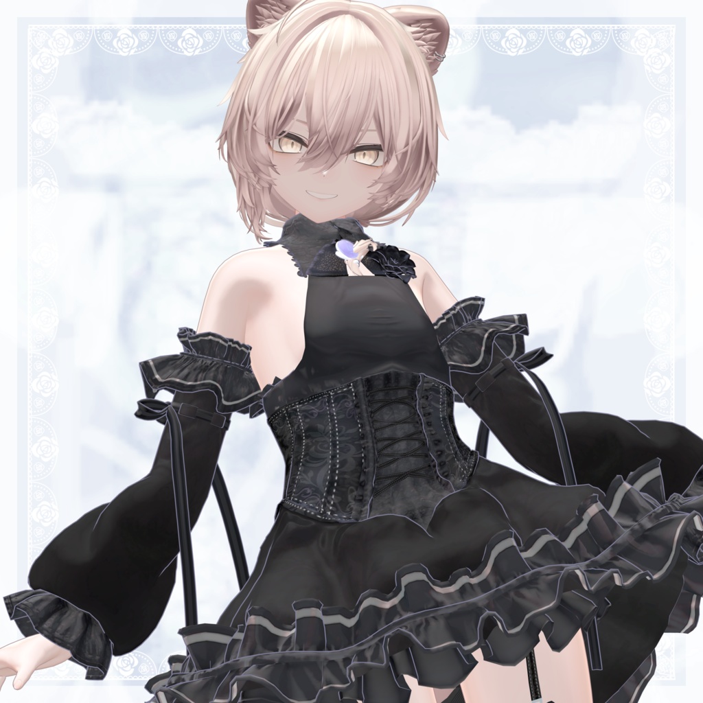 VRChat向け衣装モデル_プリティゴシック_Pretty_Gothic 「真央」-mao-・「りりか」-ririka-対応差分