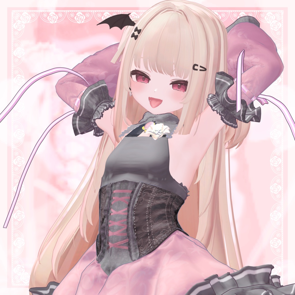 VRChat向け衣装モデル_プリティゴシック_Pretty_Gothic 「真央」-mao-・「りりか」-ririka-対応差分