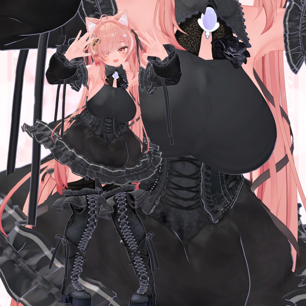 VRChat向け衣装モデル_プリティゴシック_Pretty_Gothic 「イチゴ」『ICHIGO』対応差分