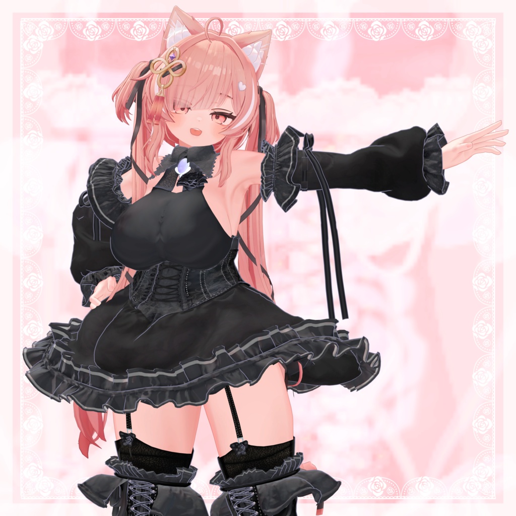 VRChat向け衣装モデル_プリティゴシック_Pretty_Gothic 「イチゴ」『ICHIGO』対応差分