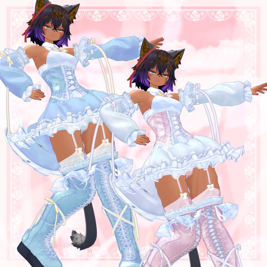 VRChat向け衣装モデル_プリティゴシック_Pretty_Gothic オリジナル3Dモデル【シャンテト】対応差分