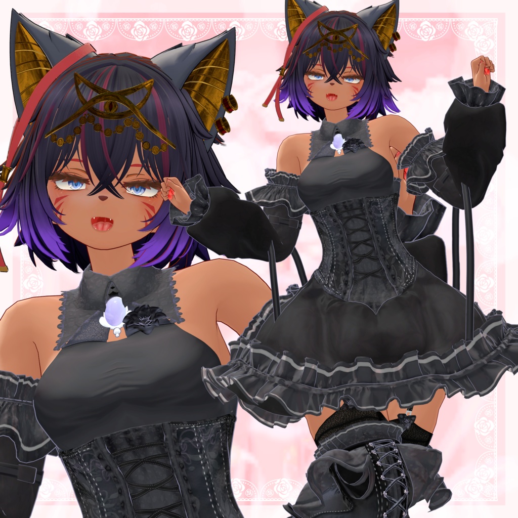 VRChat向け衣装モデル_プリティゴシック_Pretty_Gothic オリジナル3Dモデル【シャンテト】対応差分
