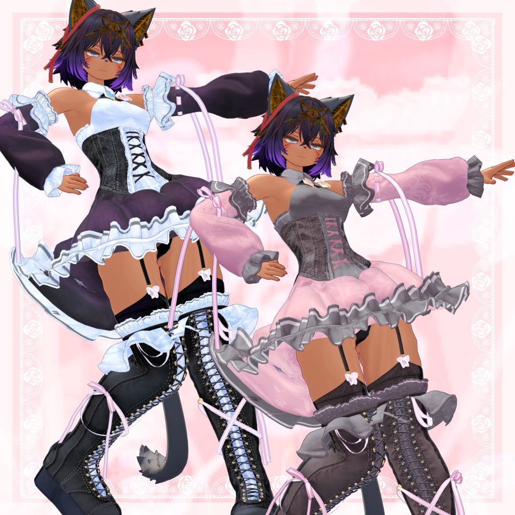 VRChat向け衣装モデル_プリティゴシック_Pretty_Gothic オリジナル3Dモデル【シャンテト】対応差分