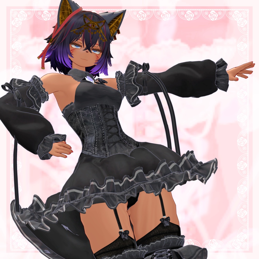 VRChat向け衣装モデル_プリティゴシック_Pretty_Gothic オリジナル3Dモデル【シャンテト】対応差分