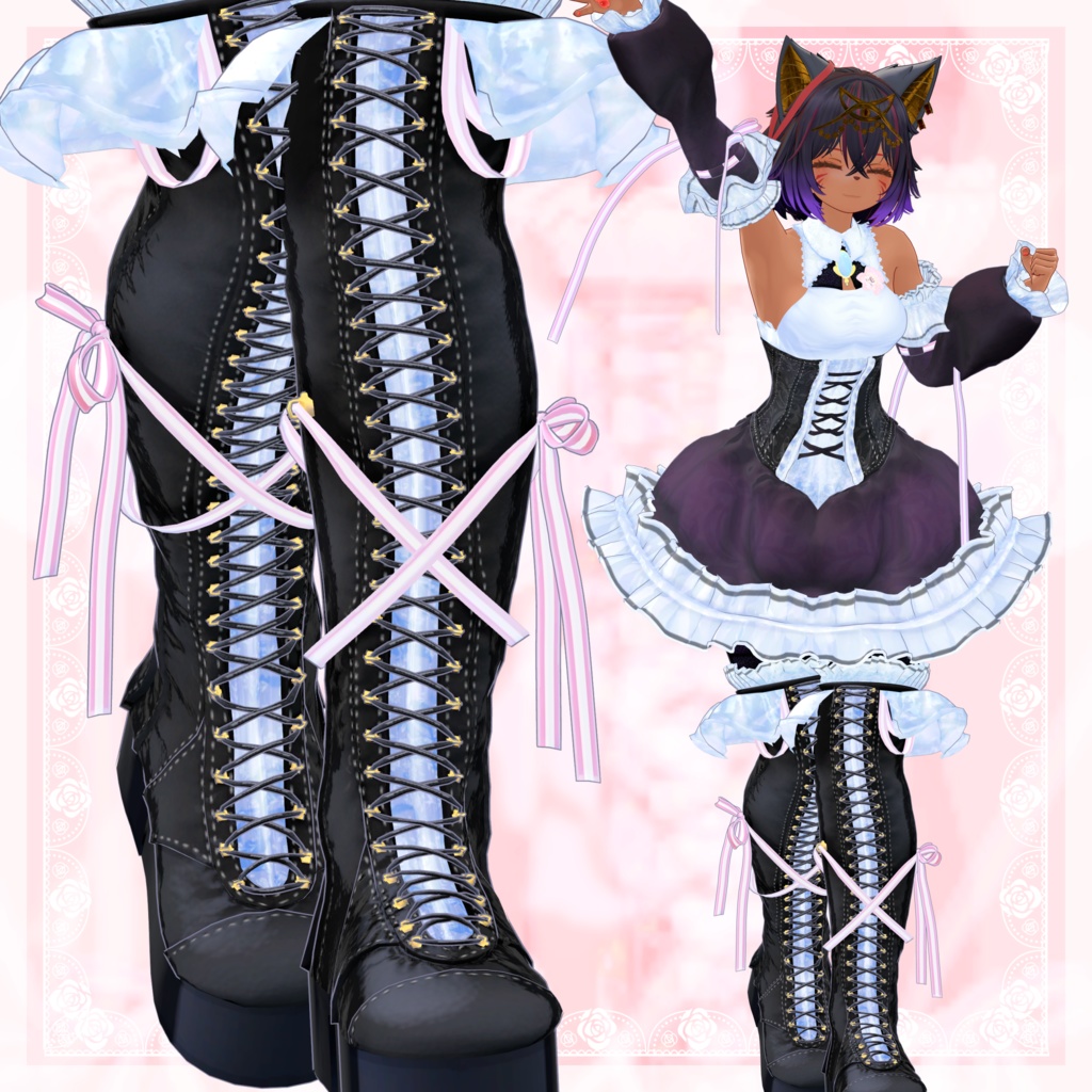 VRChat向け衣装モデル_プリティゴシック_Pretty_Gothic オリジナル3Dモデル【シャンテト】対応差分