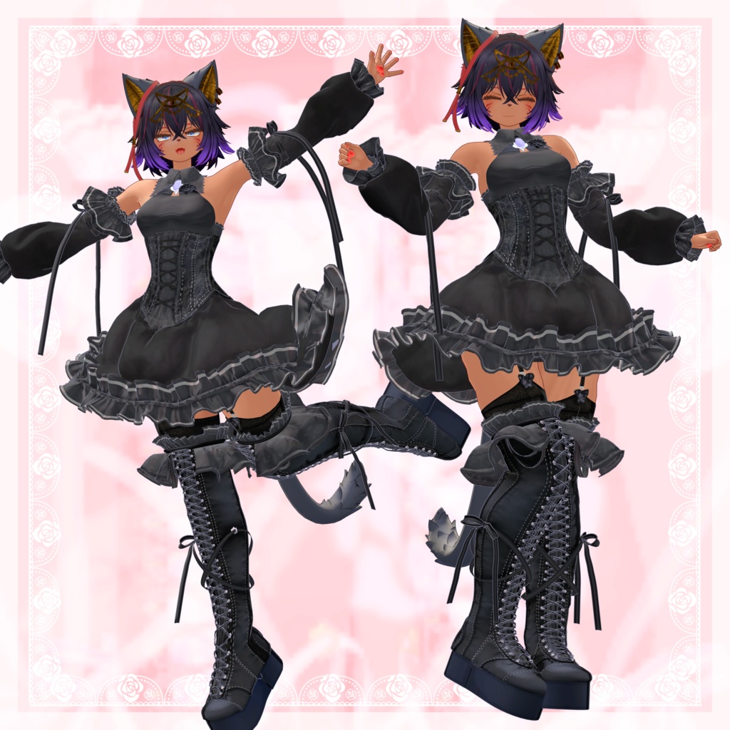VRChat向け衣装モデル_プリティゴシック_Pretty_Gothic オリジナル3Dモデル【シャンテト】対応差分