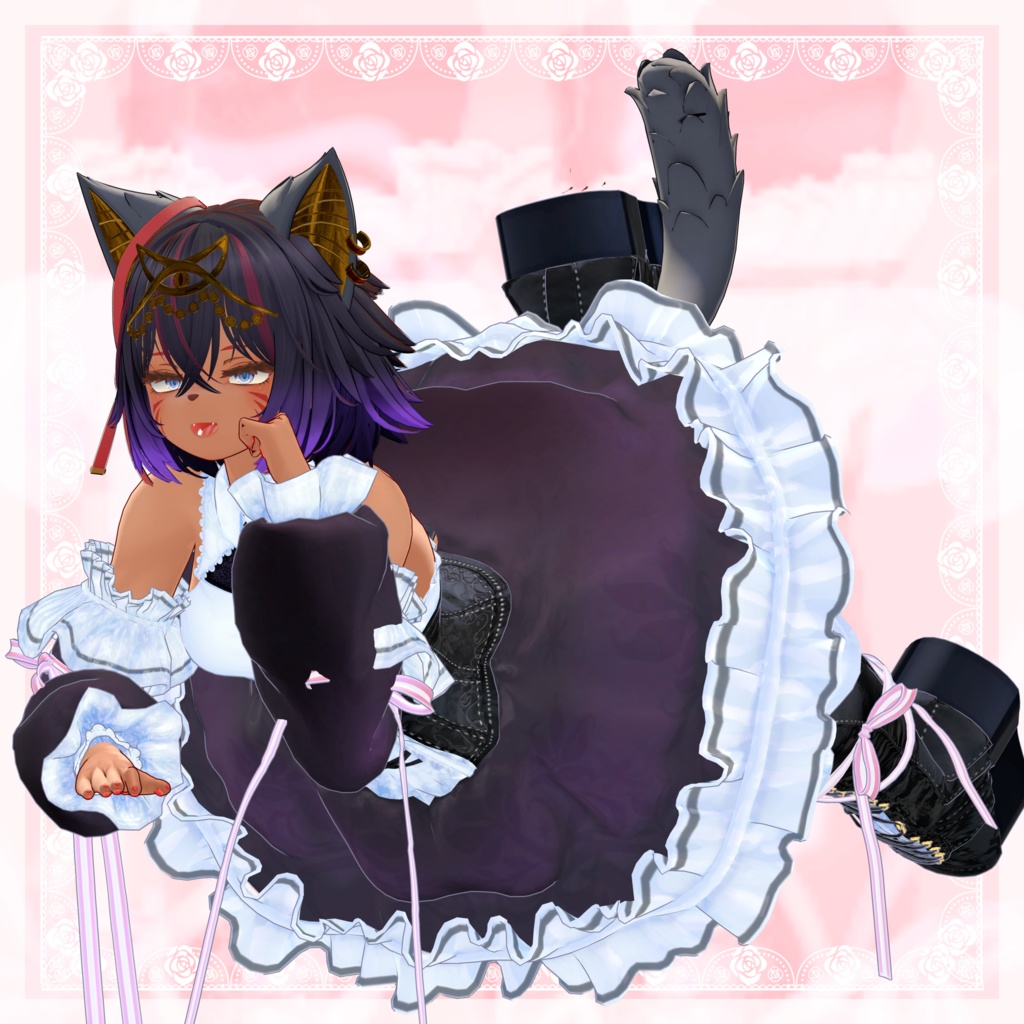 VRChat向け衣装モデル_プリティゴシック_Pretty_Gothic オリジナル3Dモデル【シャンテト】対応差分