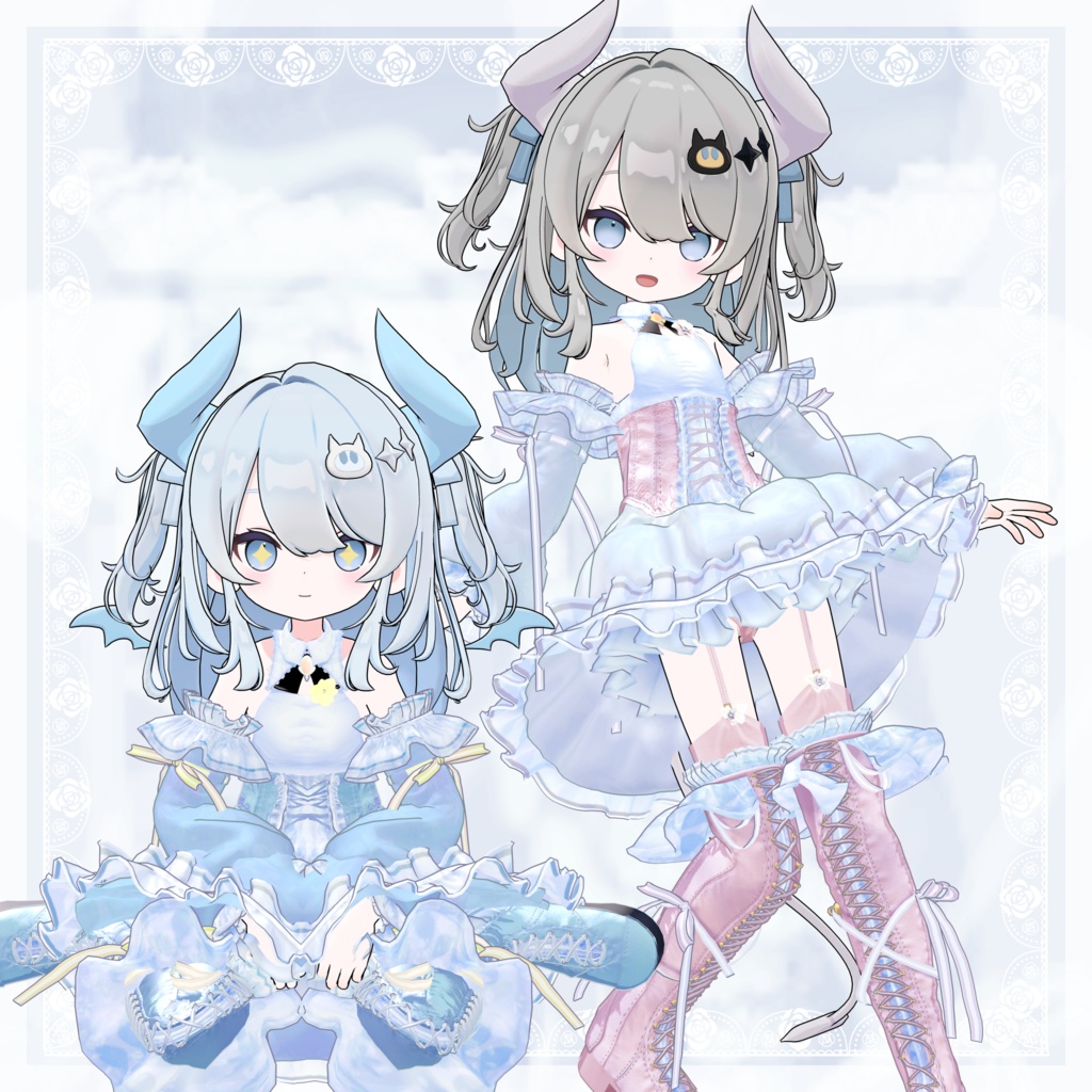 VRChat向け衣装モデル_プリティゴシック_Pretty_Gothic 『なのでび -Nanodevi-』対応差分