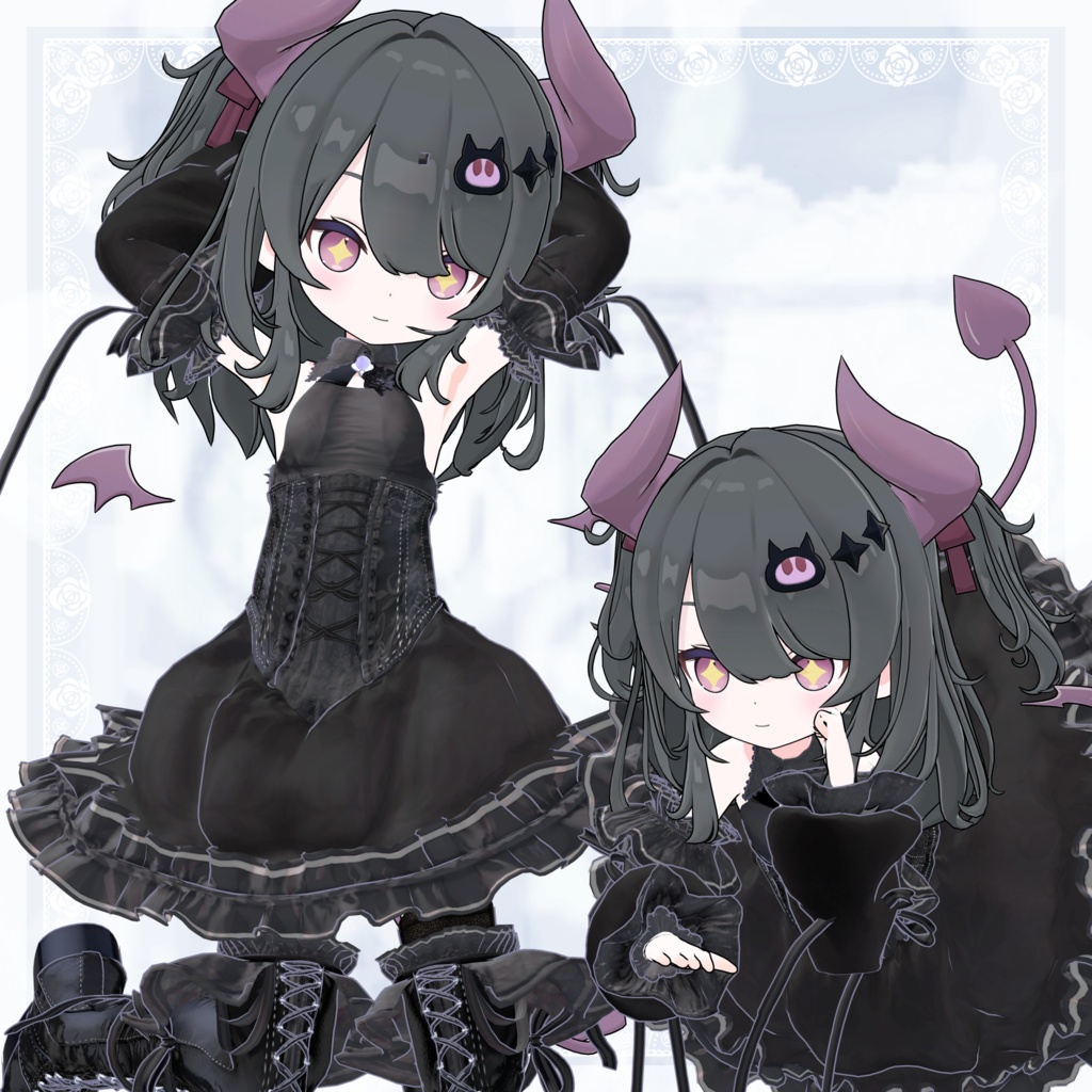 VRChat向け衣装モデル_プリティゴシック_Pretty_Gothic 『なのでび -Nanodevi-』対応差分