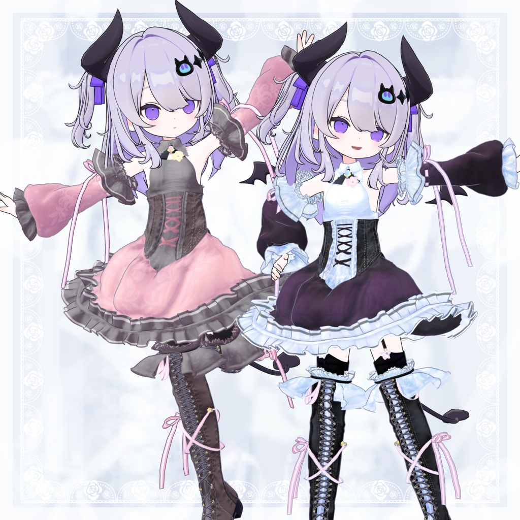 VRChat向け衣装モデル_プリティゴシック_Pretty_Gothic 『なのでび -Nanodevi-』対応差分