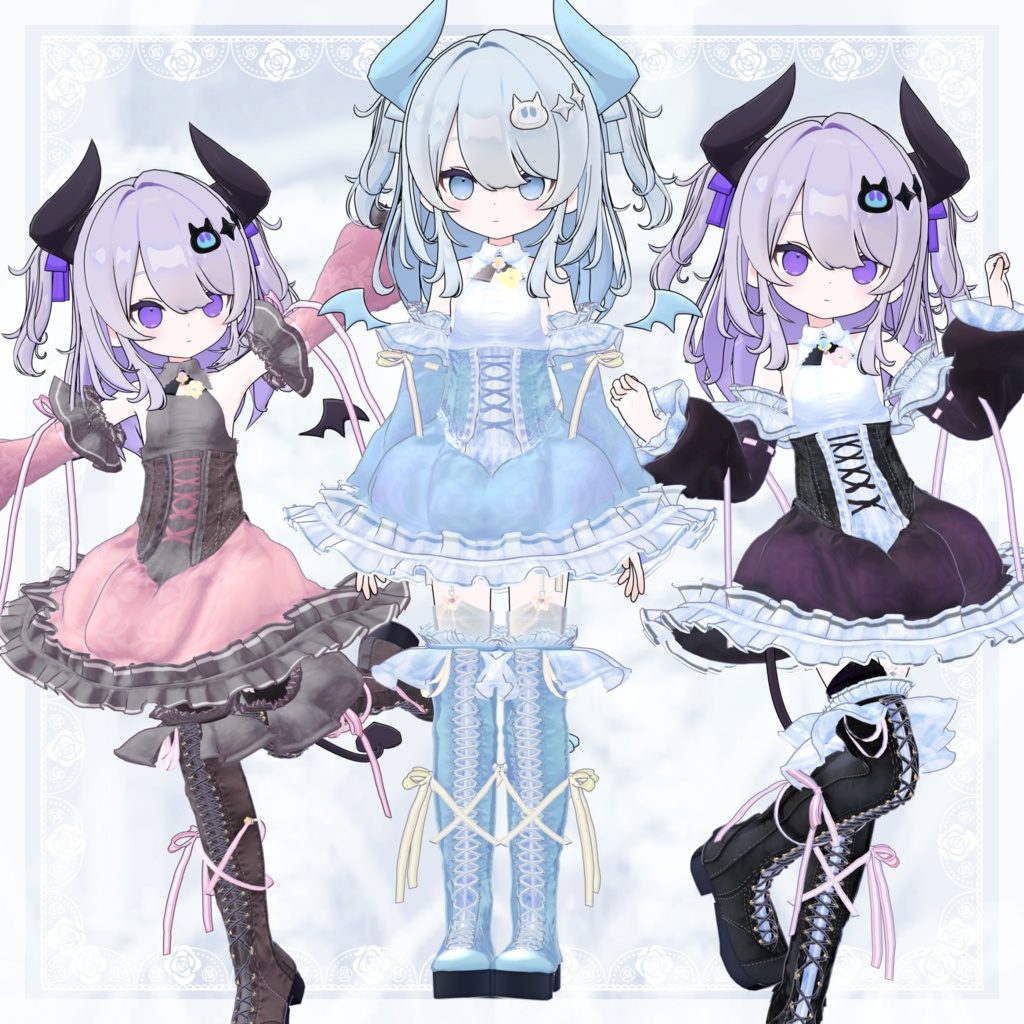 VRChat向け衣装モデル_プリティゴシック_Pretty_Gothic 『なのでび -Nanodevi-』対応差分