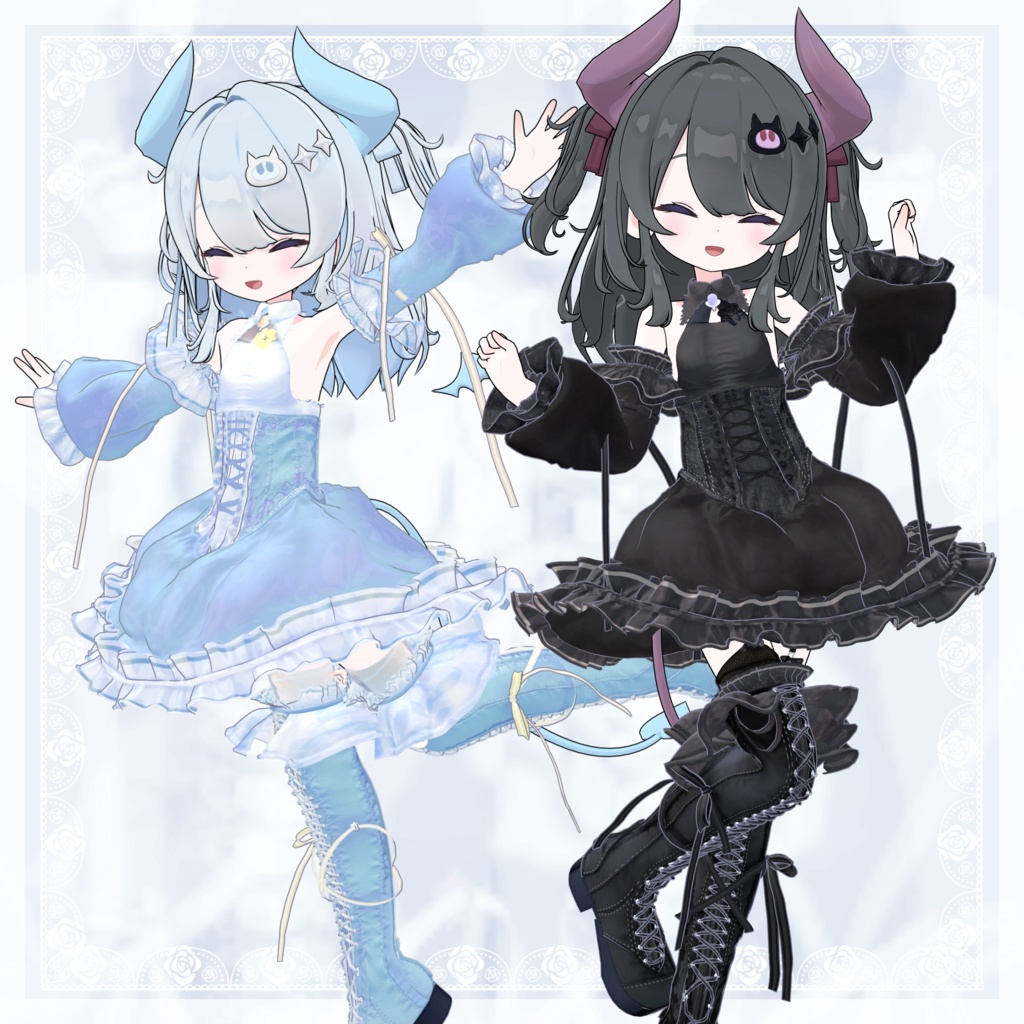 VRChat向け衣装モデル_プリティゴシック_Pretty_Gothic 『なのでび -Nanodevi-』対応差分