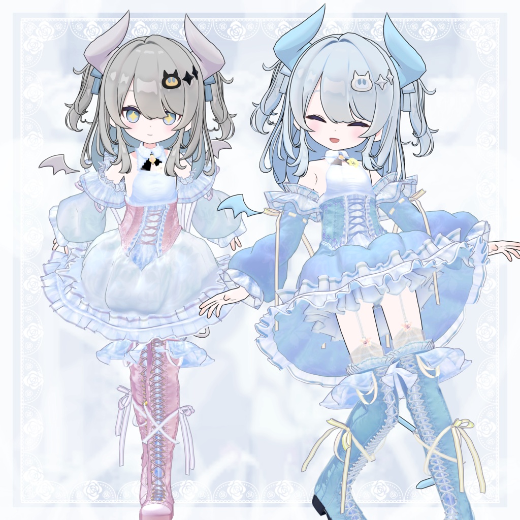 VRChat向け衣装モデル_プリティゴシック_Pretty_Gothic 『なのでび -Nanodevi-』対応差分