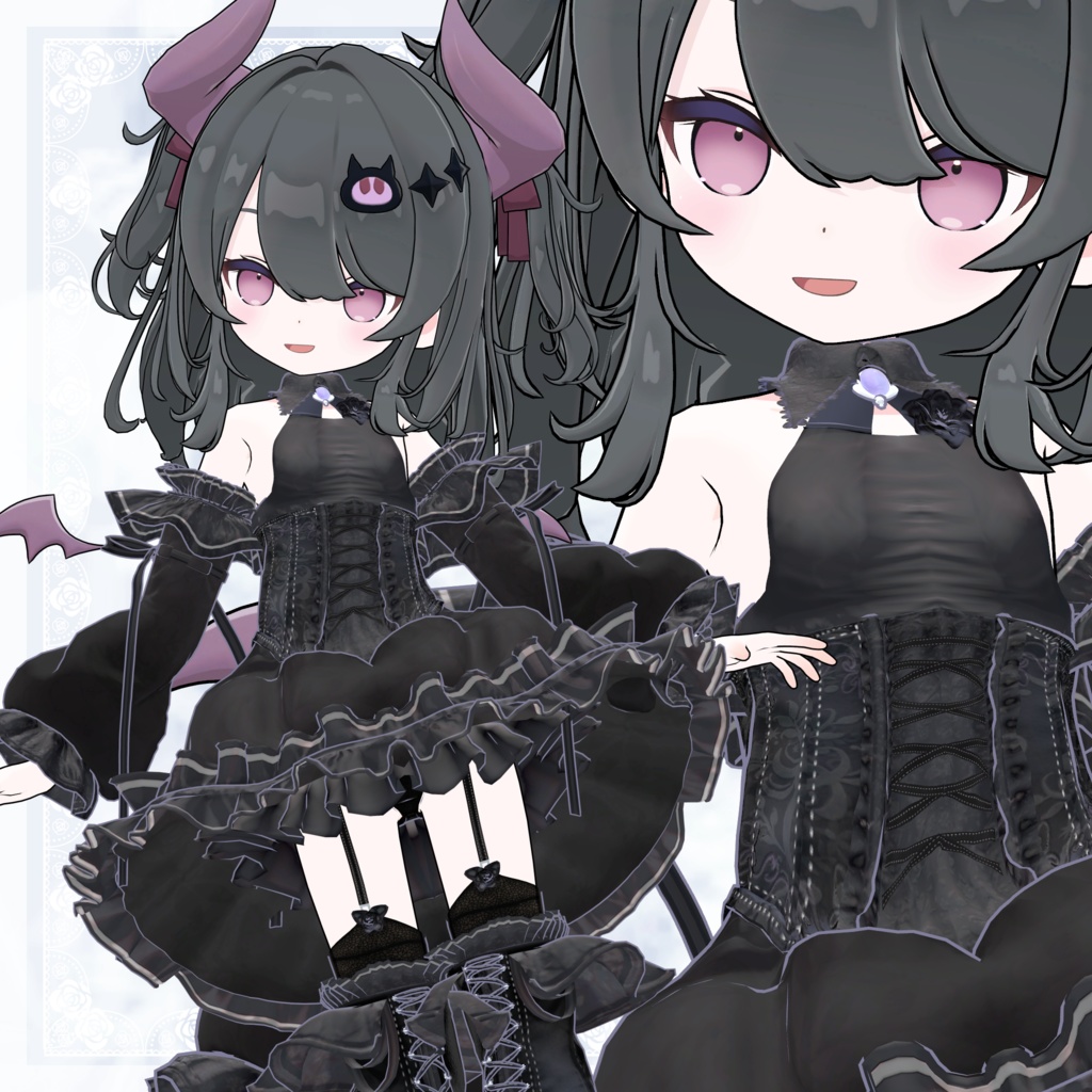 VRChat向け衣装モデル_プリティゴシック_Pretty_Gothic 『なのでび -Nanodevi-』対応差分