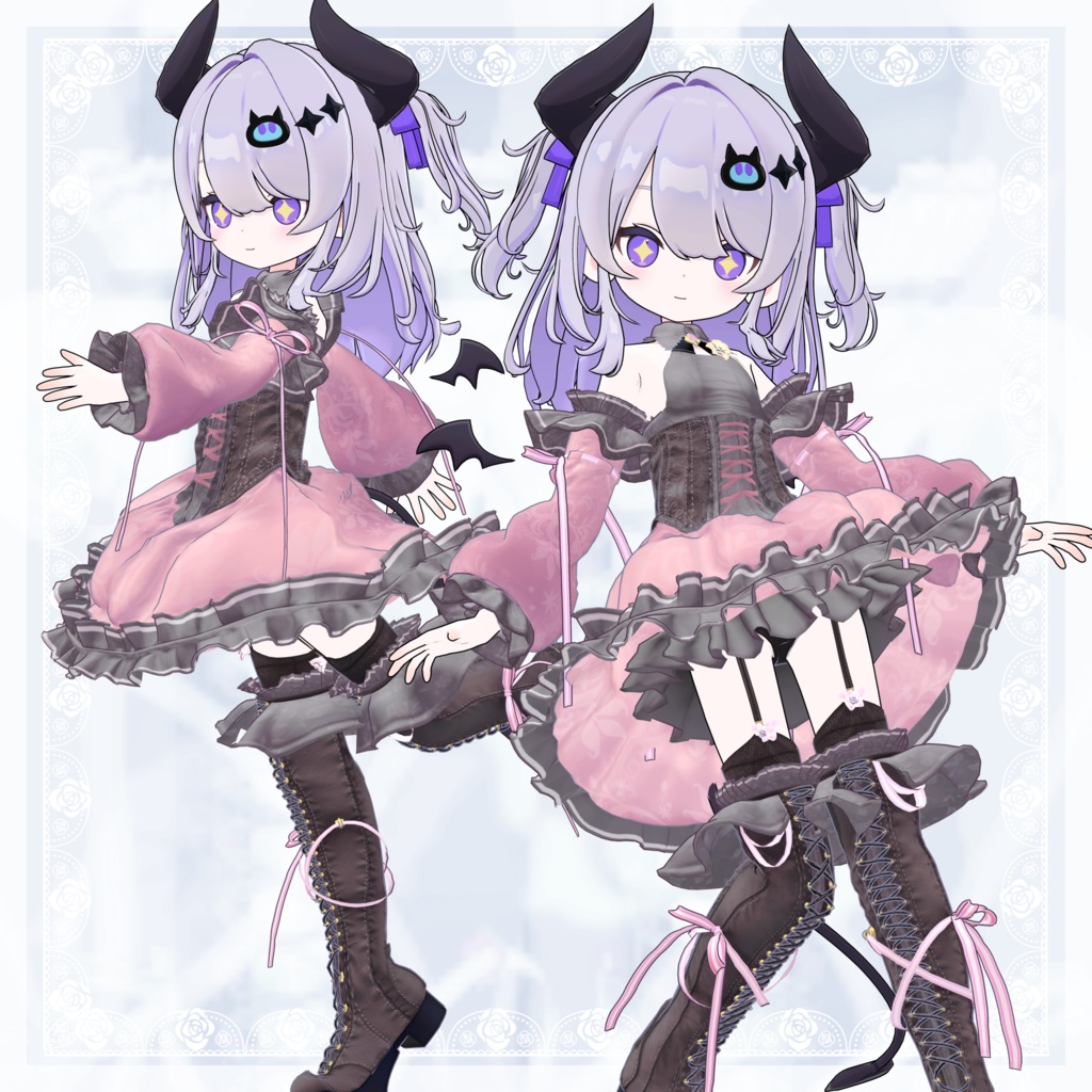 VRChat向け衣装モデル_プリティゴシック_Pretty_Gothic 『なのでび -Nanodevi-』対応差分