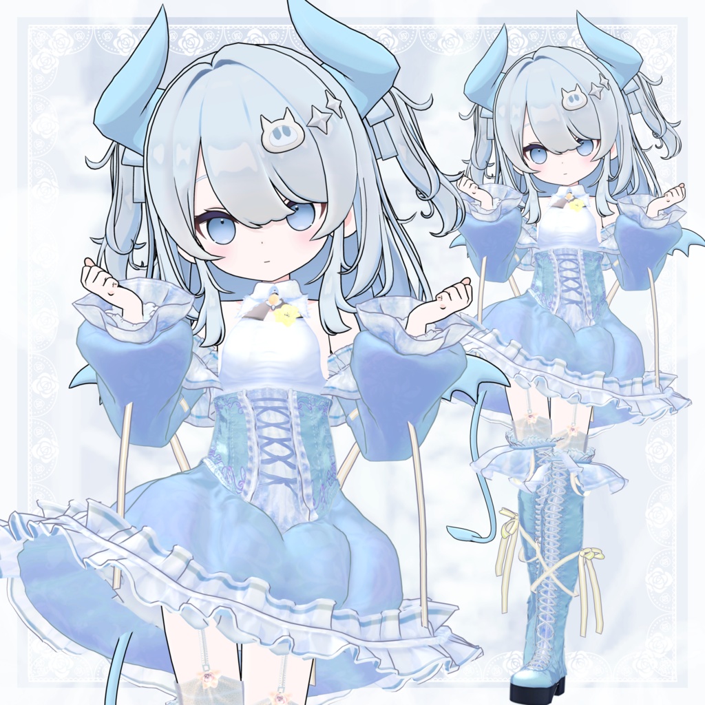 VRChat向け衣装モデル_プリティゴシック_Pretty_Gothic 『なのでび -Nanodevi-』対応差分