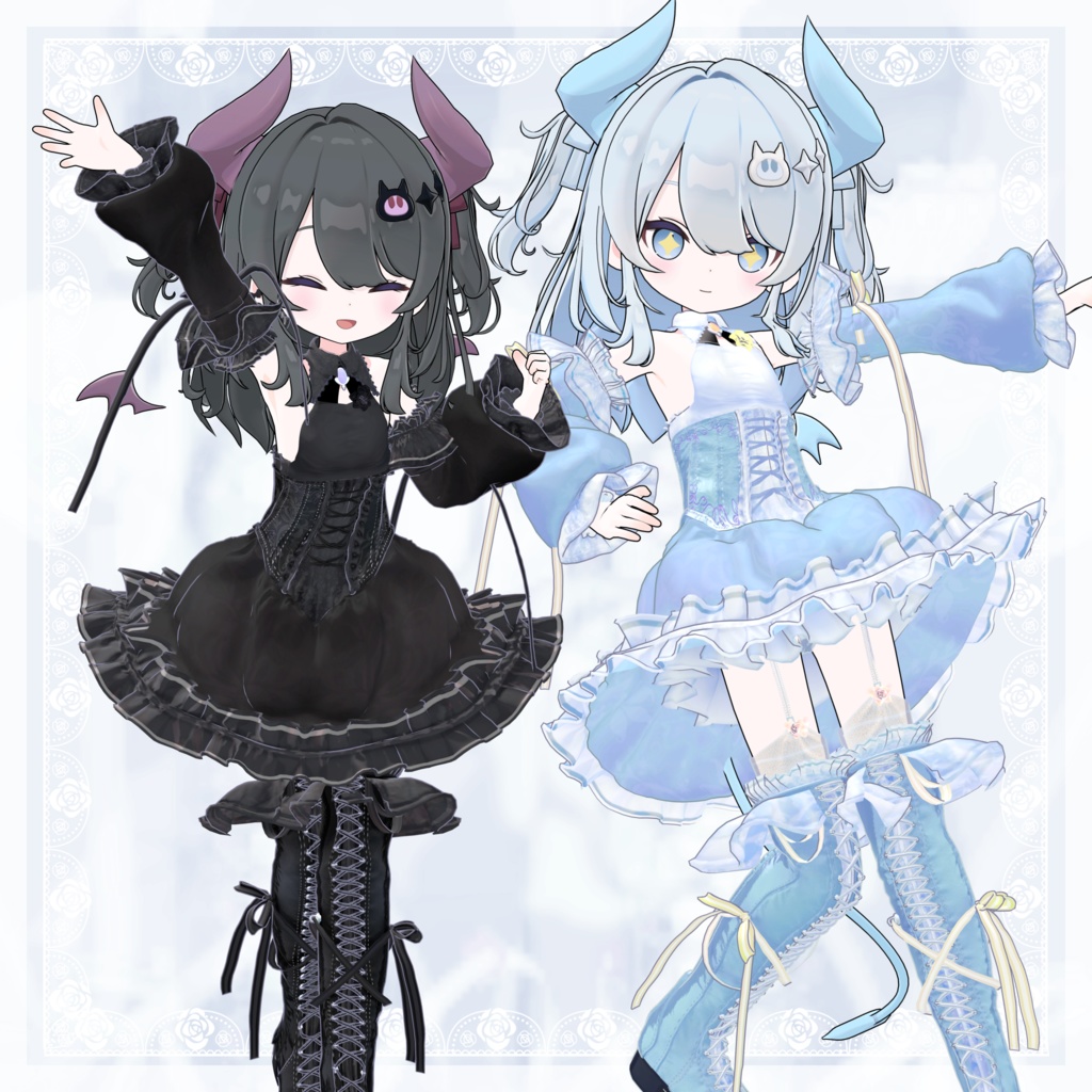 VRChat向け衣装モデル_プリティゴシック_Pretty_Gothic 『なのでび -Nanodevi-』対応差分