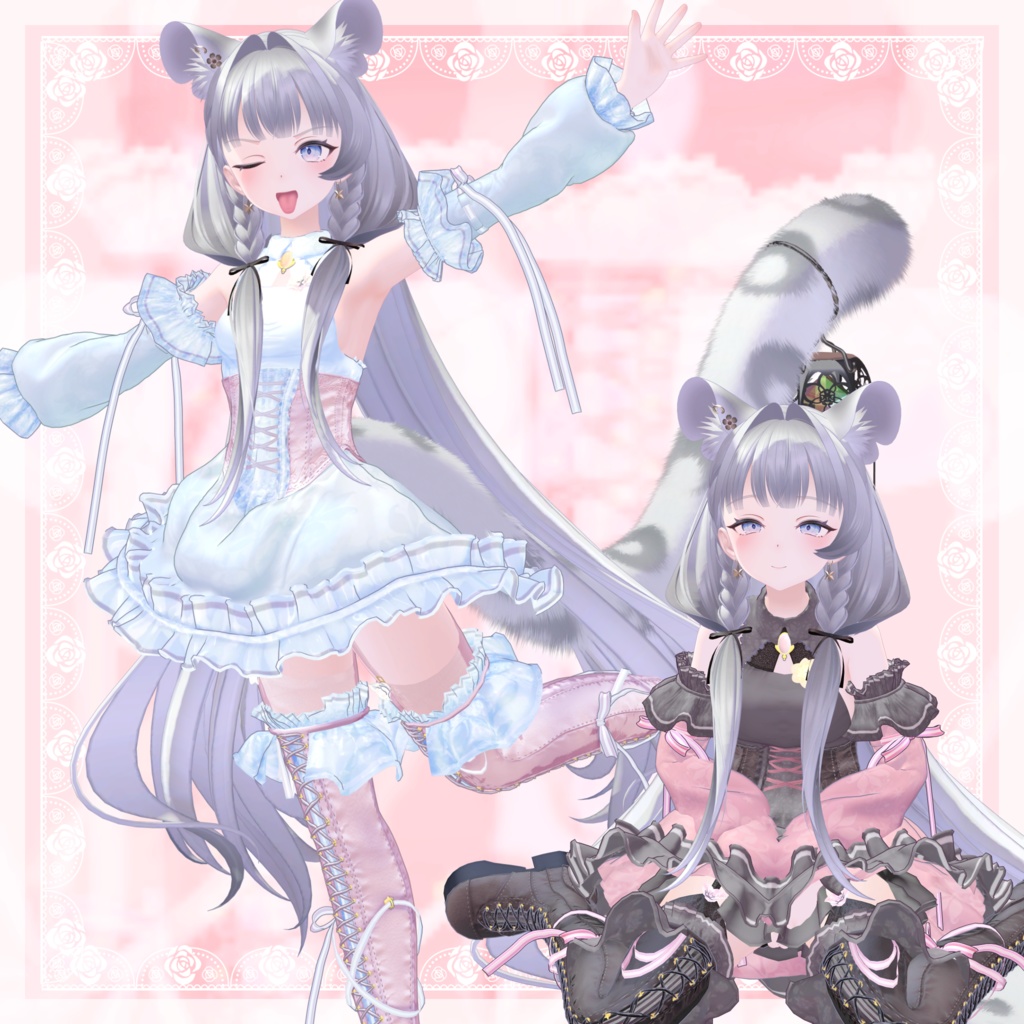 VRChat向け衣装モデル_プリティゴシック_Pretty_Gothic 「フレーナ」対応差分