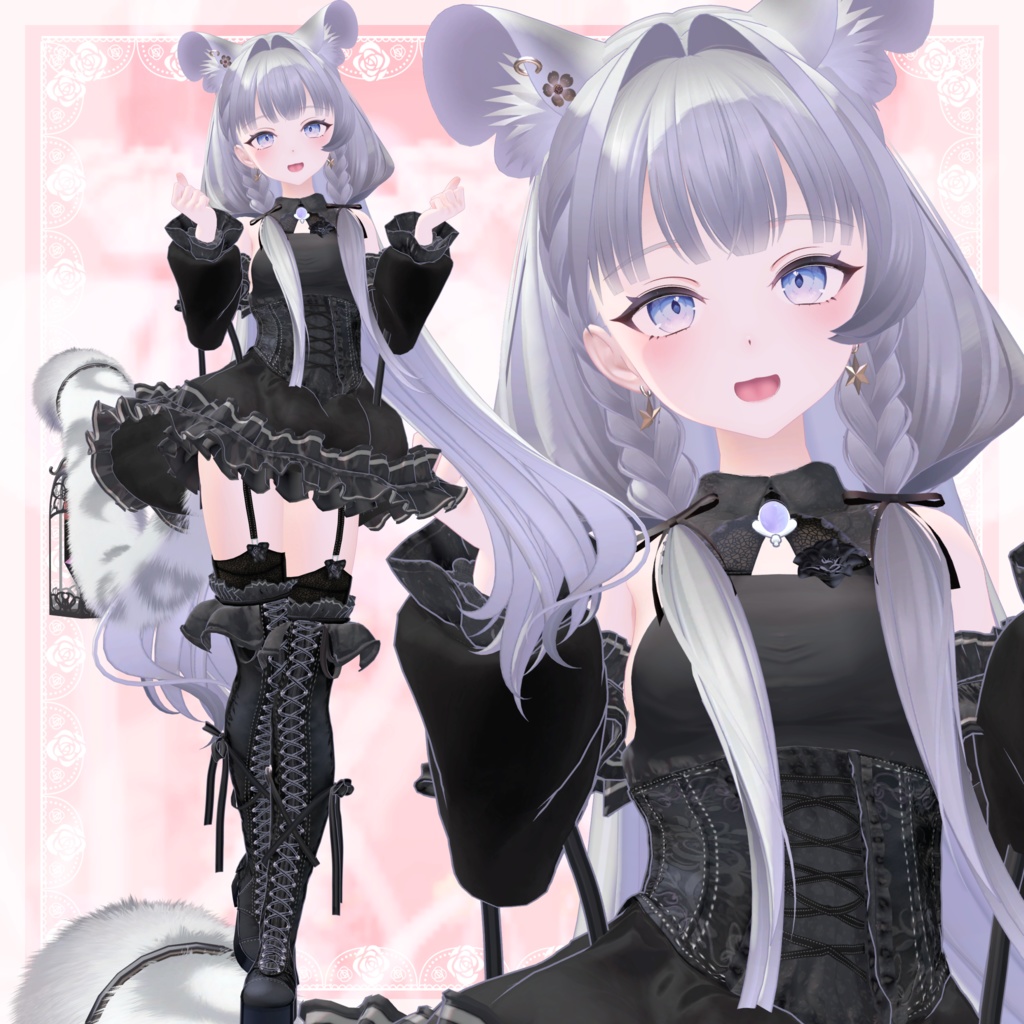VRChat向け衣装モデル_プリティゴシック_Pretty_Gothic 「フレーナ」対応差分