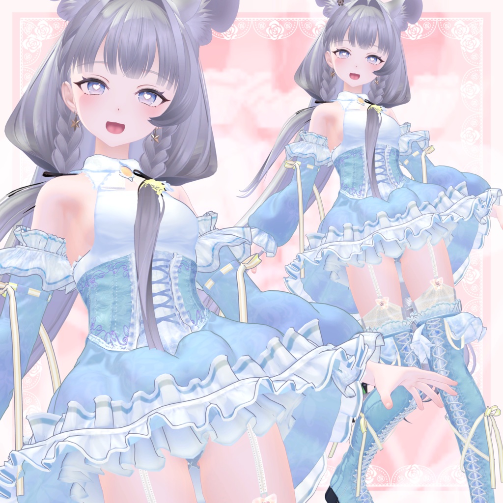 VRChat向け衣装モデル_プリティゴシック_Pretty_Gothic 「フレーナ」対応差分