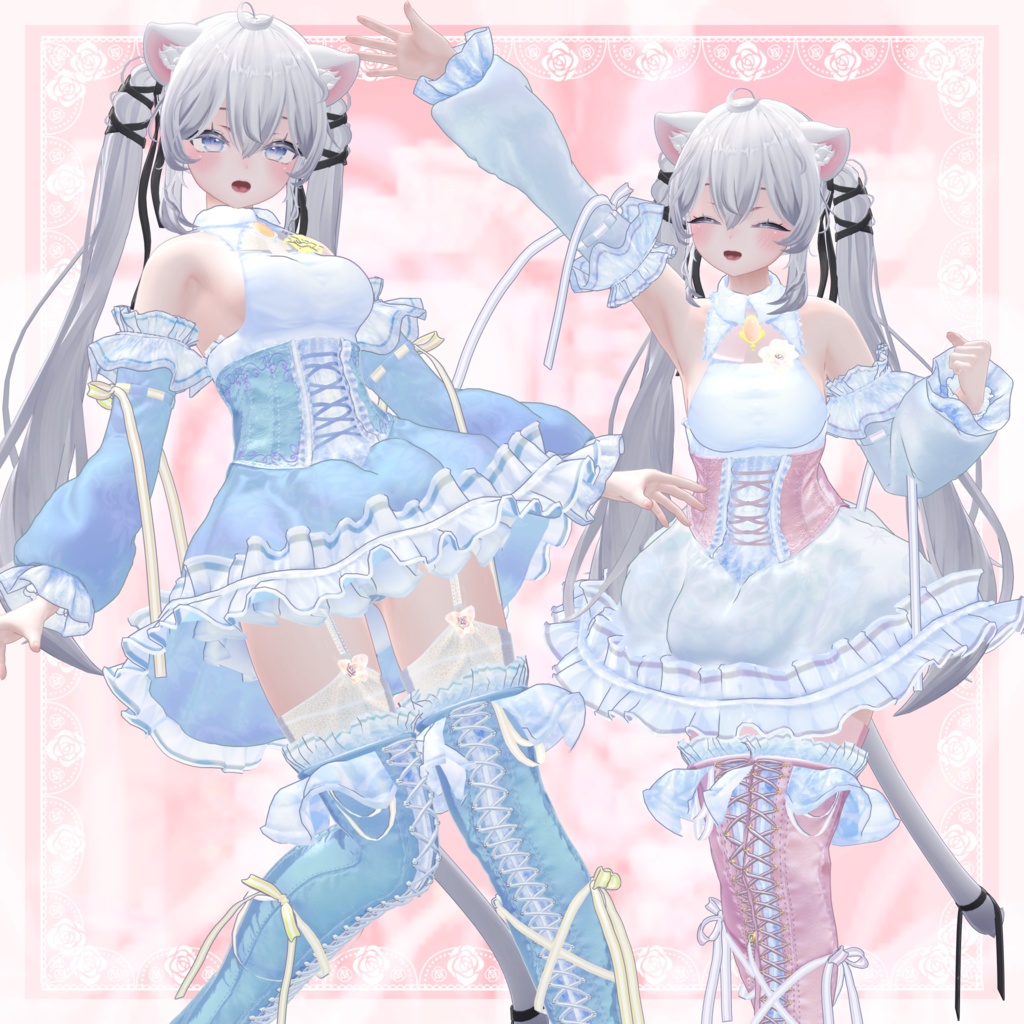 VRChat向け衣装モデル_プリティゴシック_Pretty_Gothic 『Sio / しお』対応差分