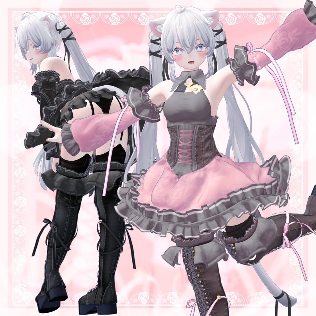 VRChat向け衣装モデル_プリティゴシック_Pretty_Gothic 『Sio / しお』対応差分
