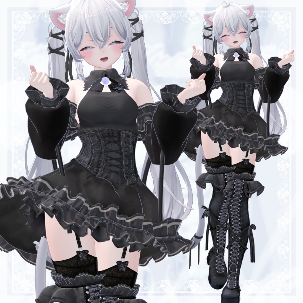 VRChat向け衣装モデル_プリティゴシック_Pretty_Gothic 『Sio / しお』対応差分