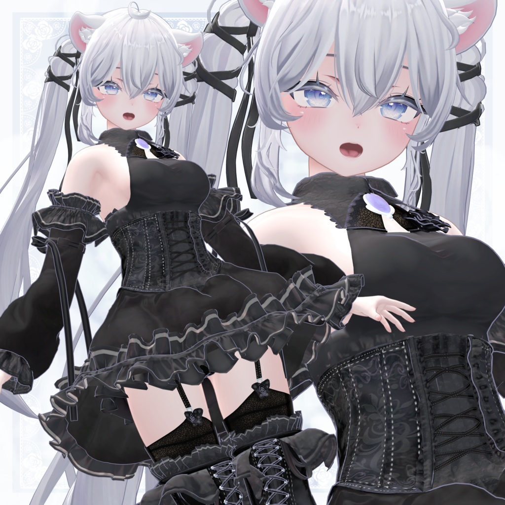 VRChat向け衣装モデル_プリティゴシック_Pretty_Gothic 『Sio / しお』対応差分