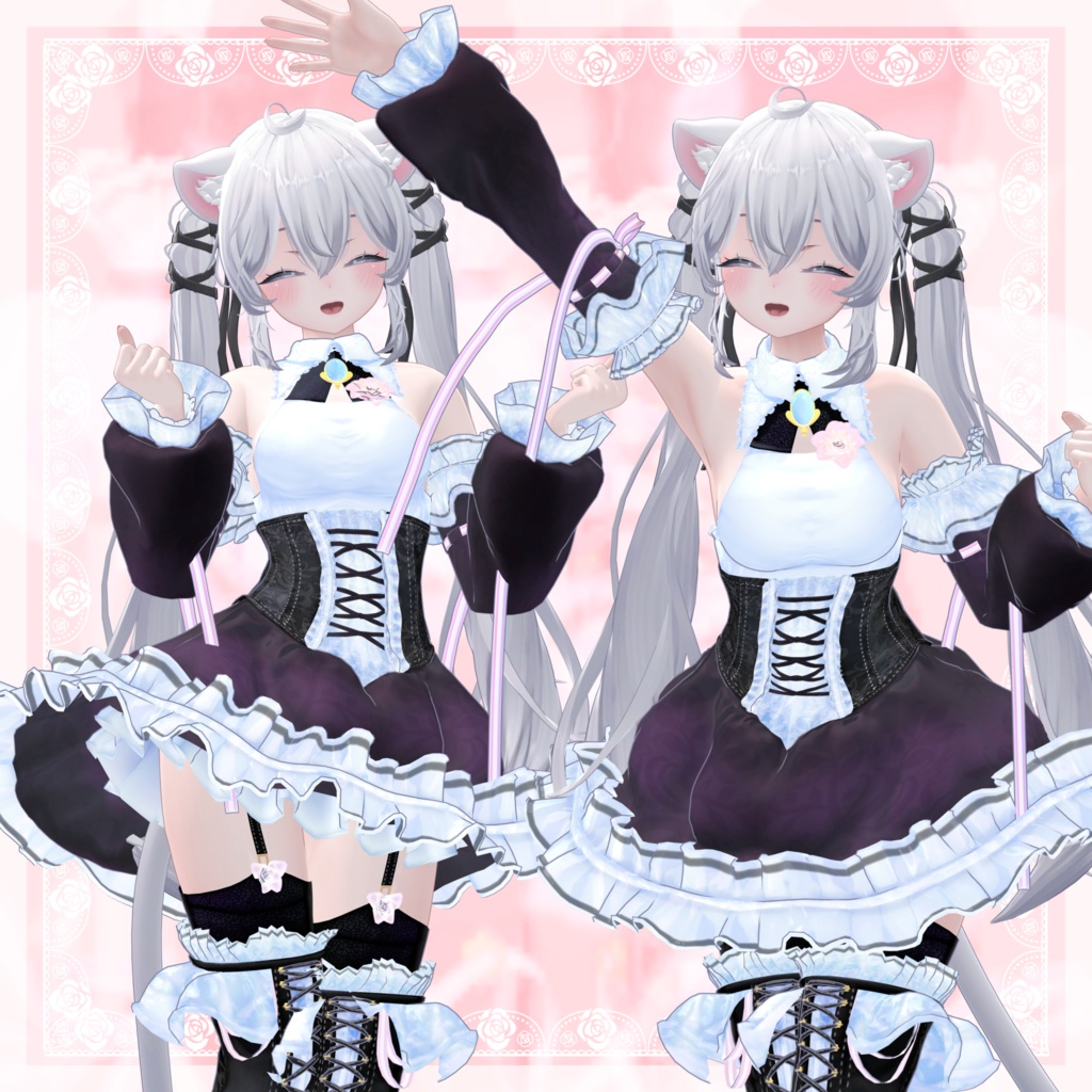 VRChat向け衣装モデル_プリティゴシック_Pretty_Gothic 『Sio / しお』対応差分