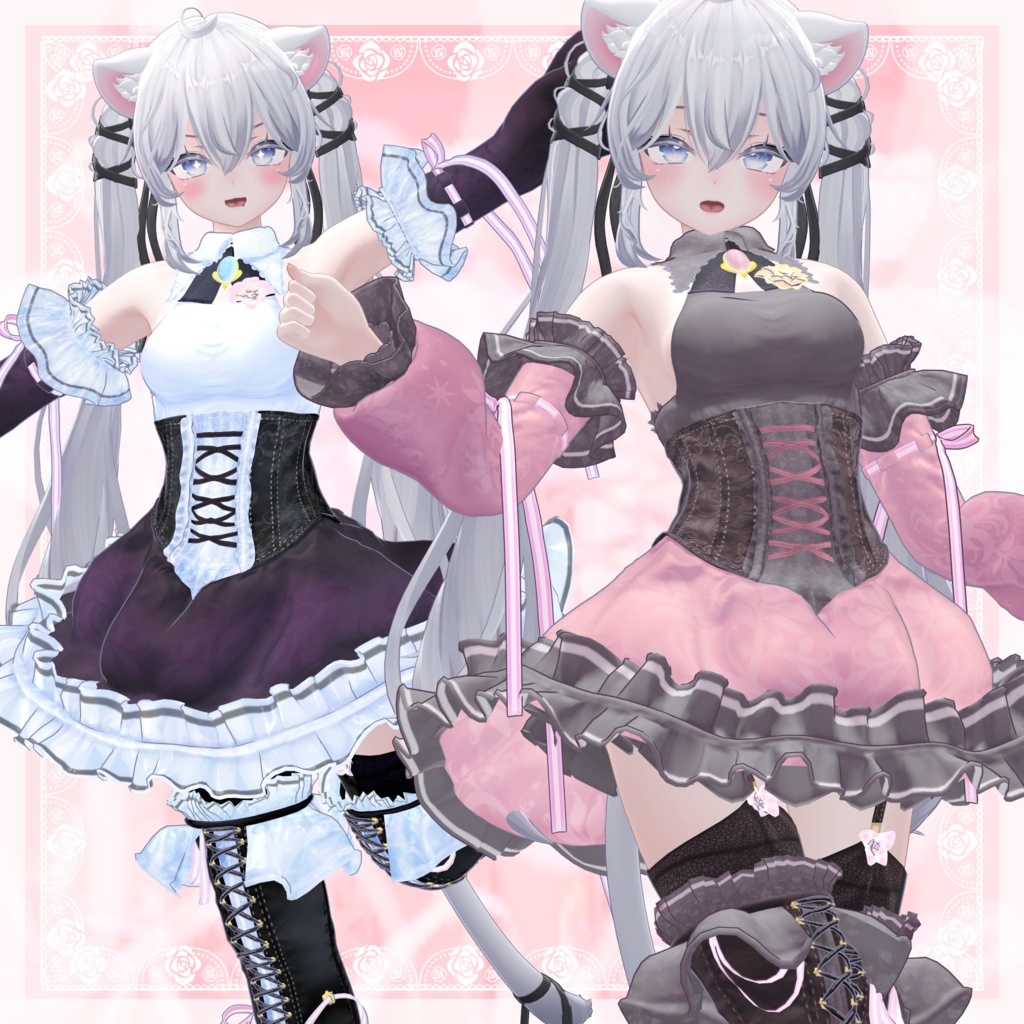 VRChat向け衣装モデル_プリティゴシック_Pretty_Gothic 『Sio / しお』対応差分