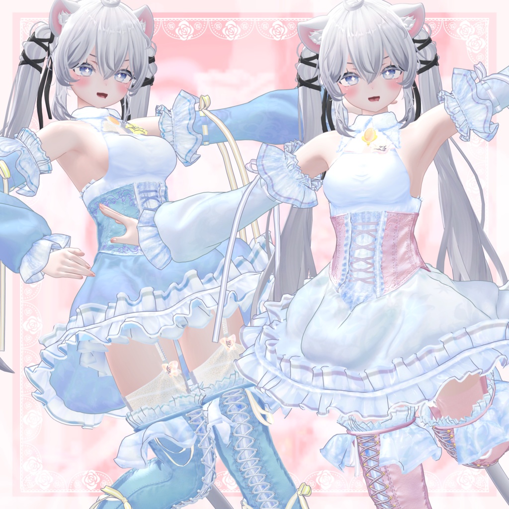 VRChat向け衣装モデル_プリティゴシック_Pretty_Gothic 『Sio / しお』対応差分