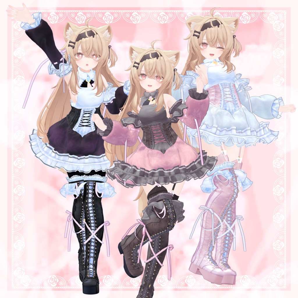 VRChat向け衣装モデル_プリティゴシック_Pretty_Gothic 『エク - Eku』対応差分