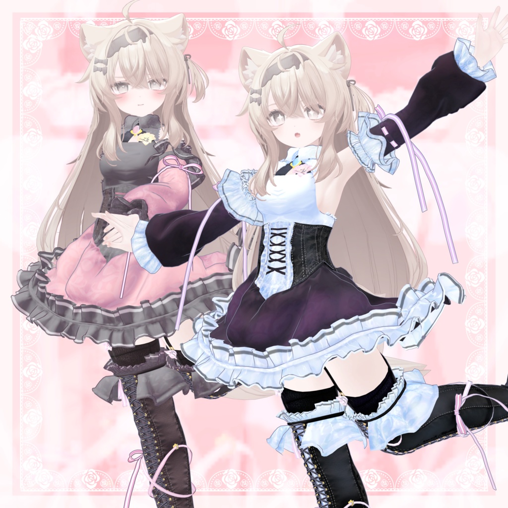 VRChat向け衣装モデル_プリティゴシック_Pretty_Gothic 『エク - Eku』対応差分
