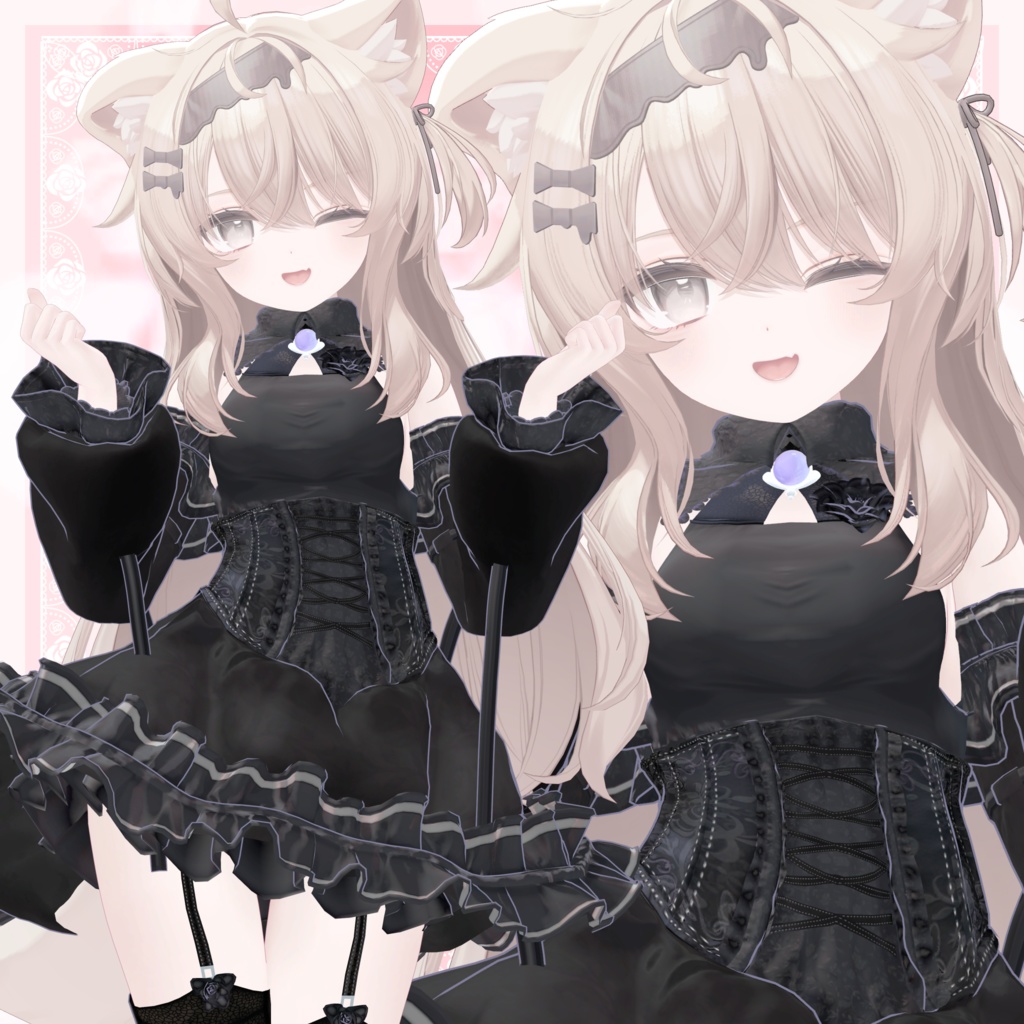 VRChat向け衣装モデル_プリティゴシック_Pretty_Gothic 『エク - Eku』対応差分