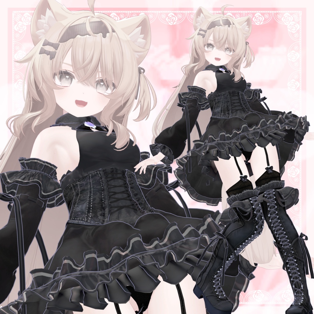 VRChat向け衣装モデル_プリティゴシック_Pretty_Gothic 『エク - Eku』対応差分
