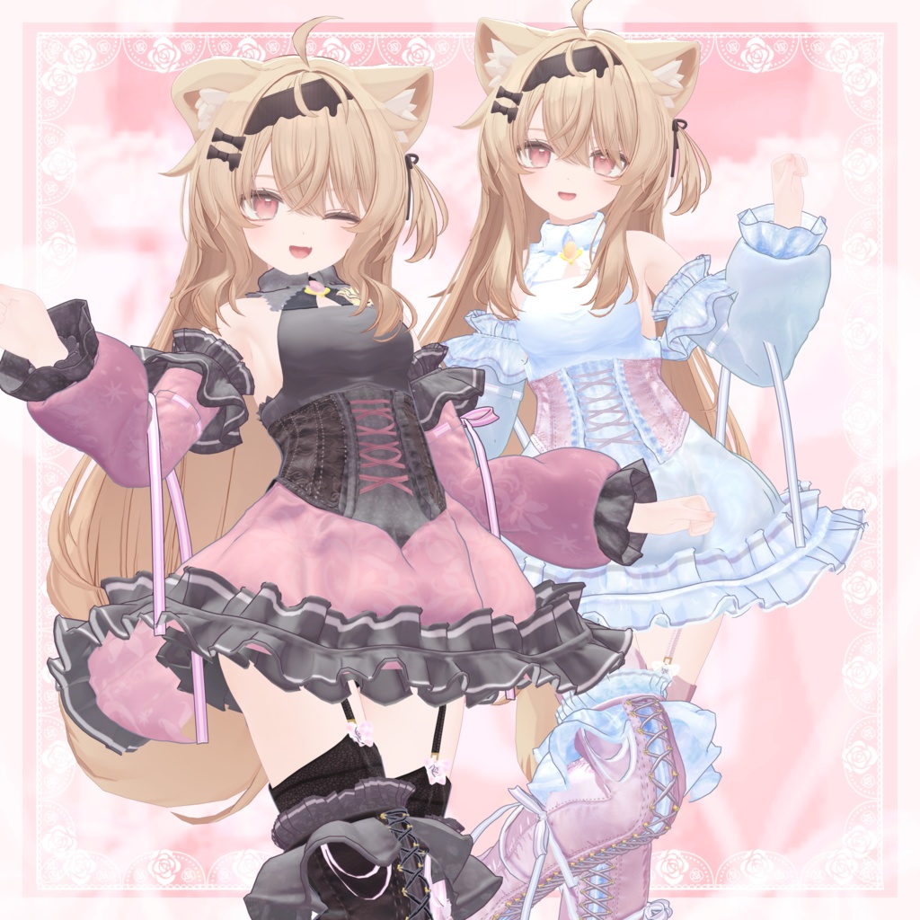 VRChat向け衣装モデル_プリティゴシック_Pretty_Gothic 『エク - Eku』対応差分