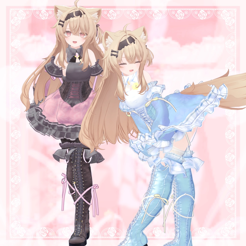 VRChat向け衣装モデル_プリティゴシック_Pretty_Gothic 『エク - Eku』対応差分