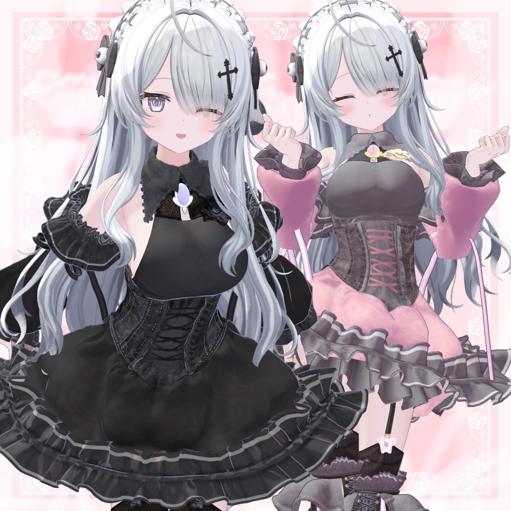 VRChat向け衣装モデル_プリティゴシック_Pretty_Gothic 『Wendy -ウェンディ-』対応差分