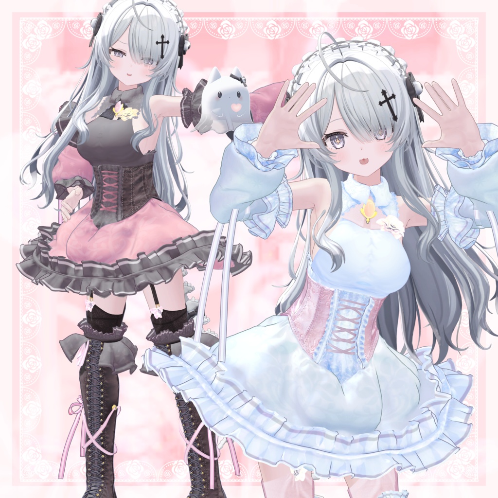 VRChat向け衣装モデル_プリティゴシック_Pretty_Gothic 『Wendy -ウェンディ-』対応差分