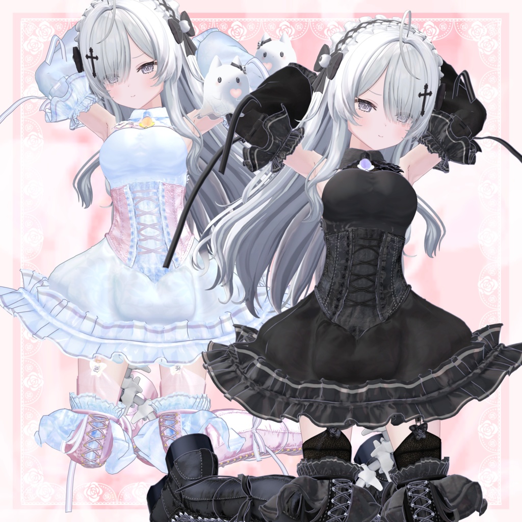 VRChat向け衣装モデル_プリティゴシック_Pretty_Gothic 『Wendy -ウェンディ-』対応差分