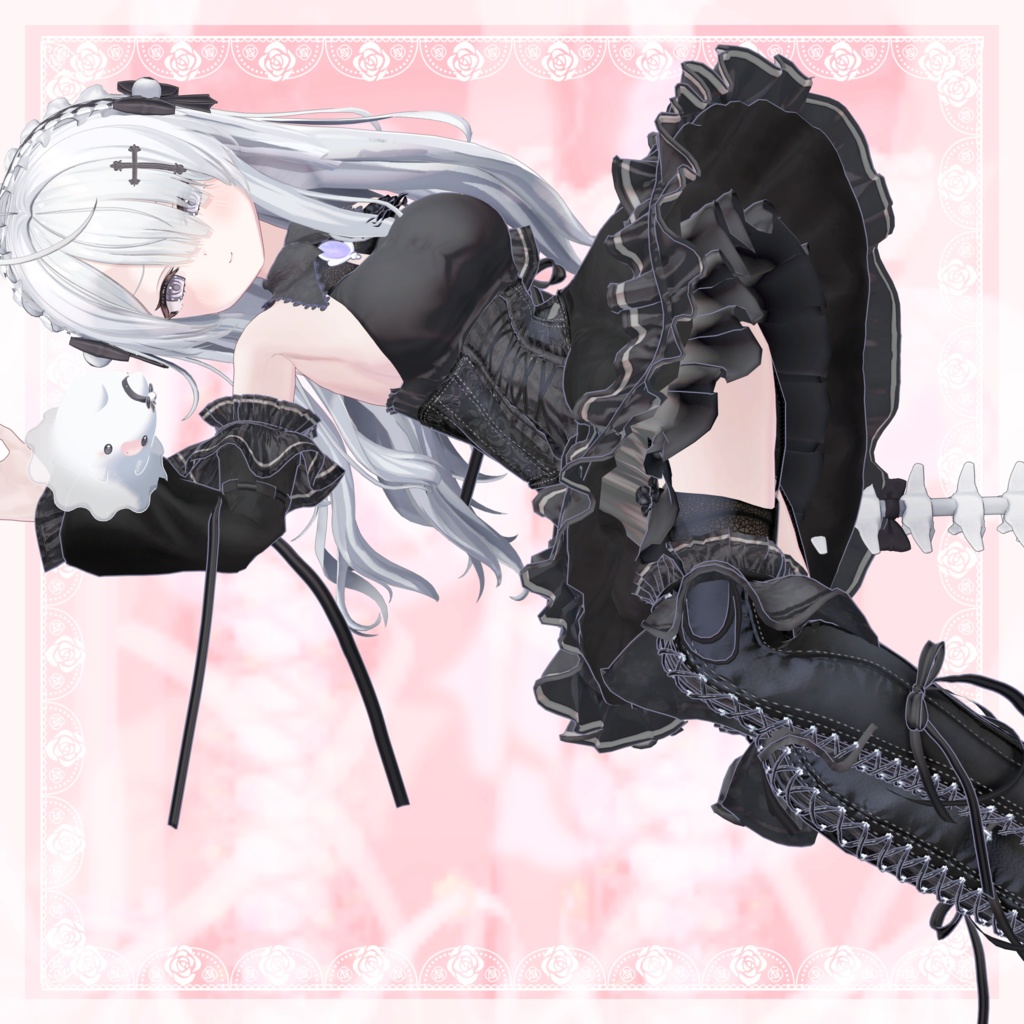 VRChat向け衣装モデル_プリティゴシック_Pretty_Gothic 『Wendy -ウェンディ-』対応差分