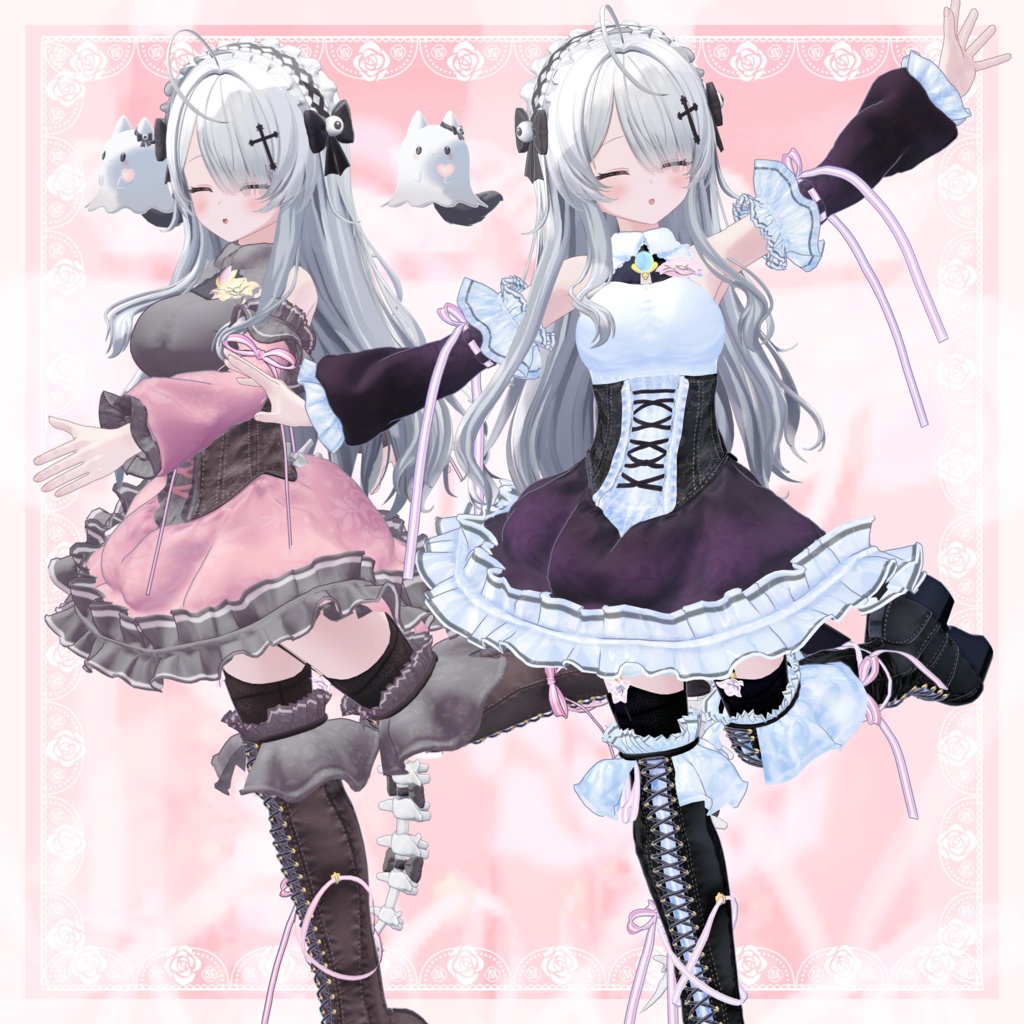 VRChat向け衣装モデル_プリティゴシック_Pretty_Gothic 『Wendy -ウェンディ-』対応差分