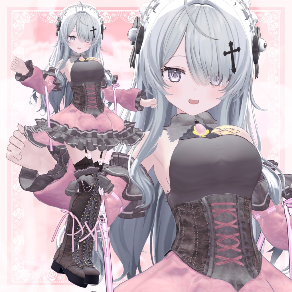 VRChat向け衣装モデル_プリティゴシック_Pretty_Gothic 『Wendy -ウェンディ-』対応差分
