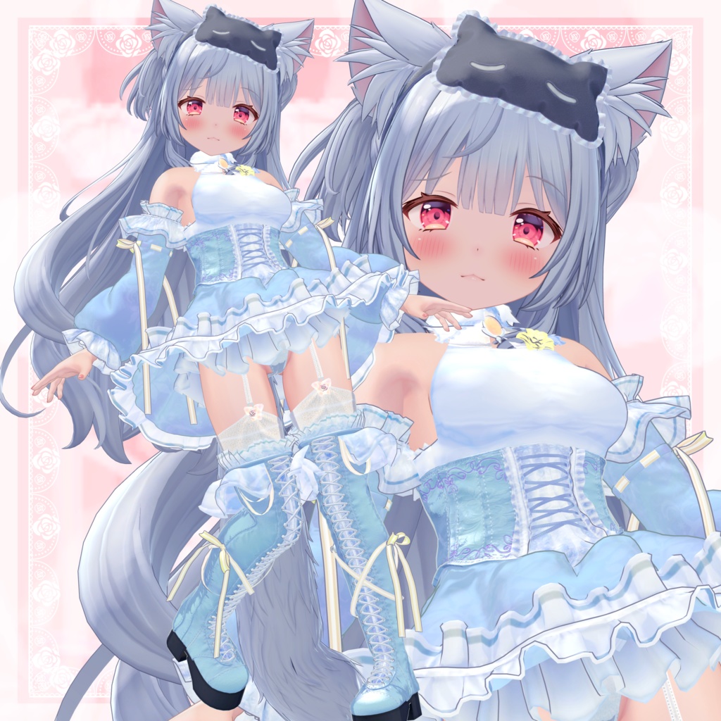 VRChat向け衣装モデル_プリティゴシック_Pretty_Gothic 「旅枕ヨカ」対応差分