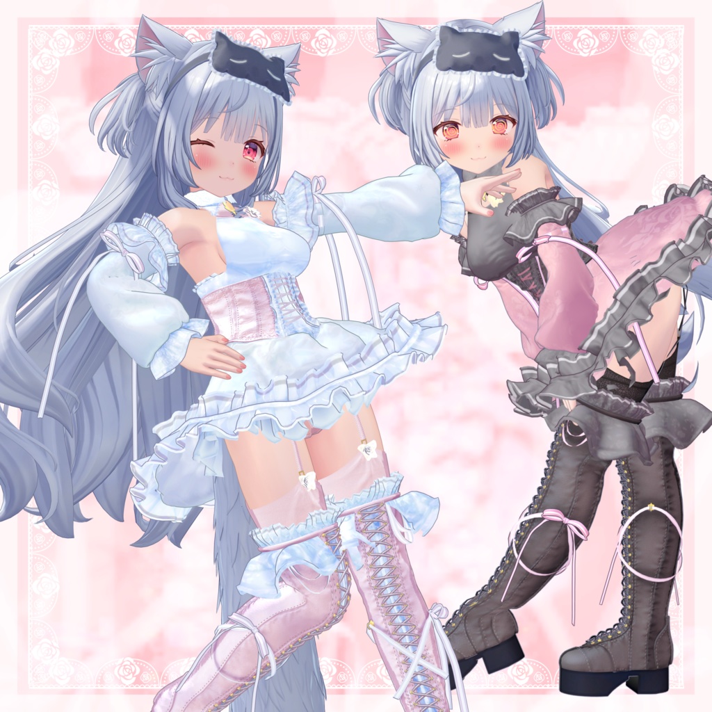 VRChat向け衣装モデル_プリティゴシック_Pretty_Gothic 「旅枕ヨカ」対応差分