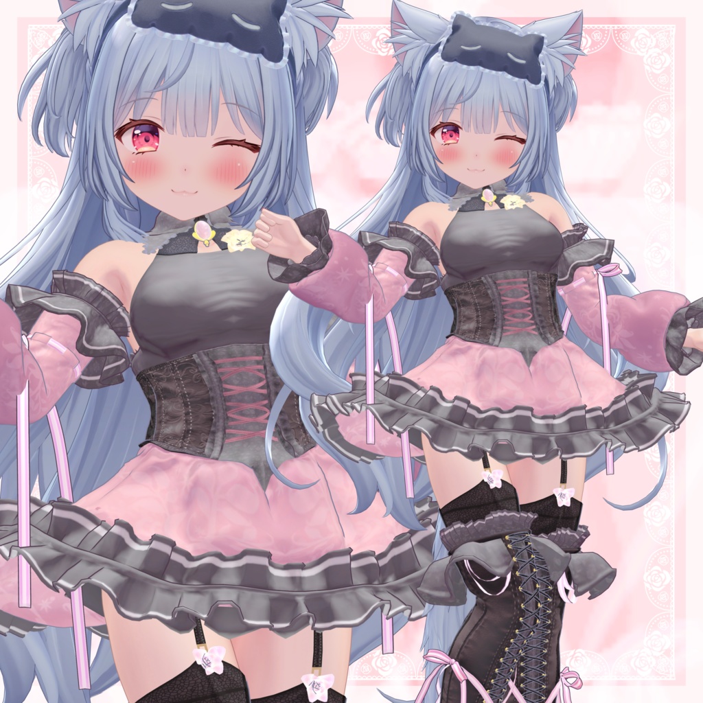 VRChat向け衣装モデル_プリティゴシック_Pretty_Gothic 「旅枕ヨカ」対応差分
