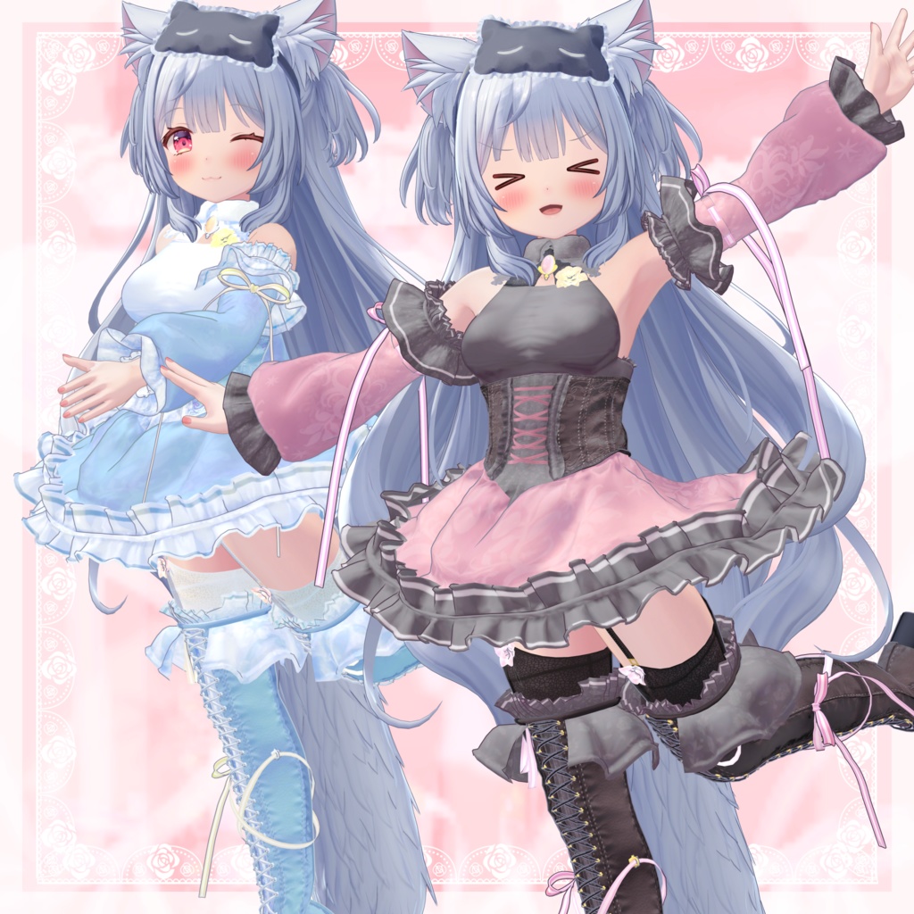 VRChat向け衣装モデル_プリティゴシック_Pretty_Gothic 「旅枕ヨカ」対応差分