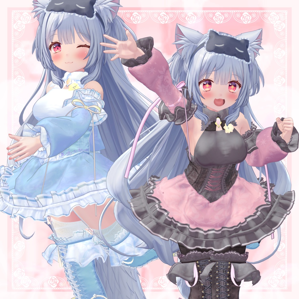 VRChat向け衣装モデル_プリティゴシック_Pretty_Gothic 「旅枕ヨカ」対応差分